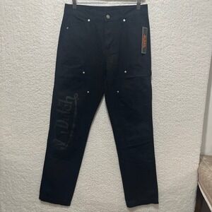 Von Dutch Mens Black Logo Carpenter Pants Size 30x32 Cargo‎ Style